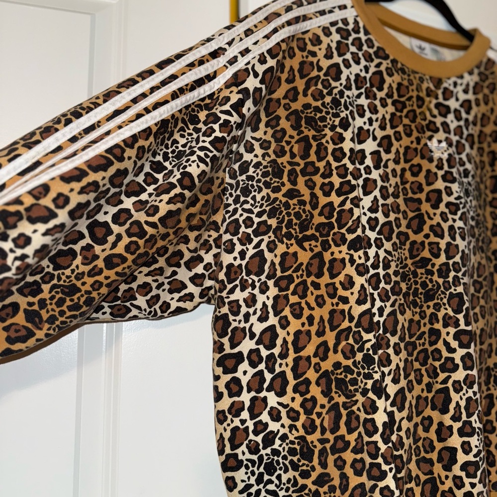 Adidas Brown Leopard Print Crewneck - Picture 5 of 10